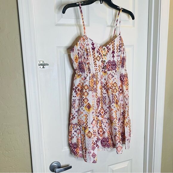 Jolie & Joy Juniors Mosaic Smocked Button Front Dress Size Large - Picture 4 of 14